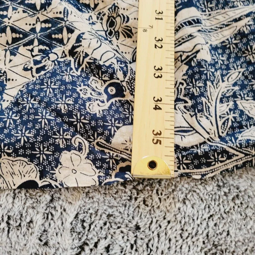 Cottagecore Dress‎ Size 6 Blue Faux Wrap Floral Retro Cotton Beachy Boho 16265x
